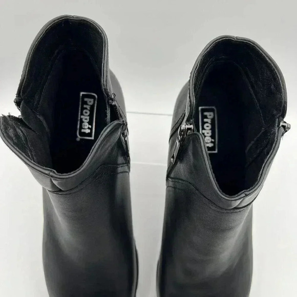 Propet Womens Black Leather Ankle Boots 11 W Double Zipper Comfortable & Stylish - Picture 5 of 13